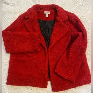 Red Sherpa Coat